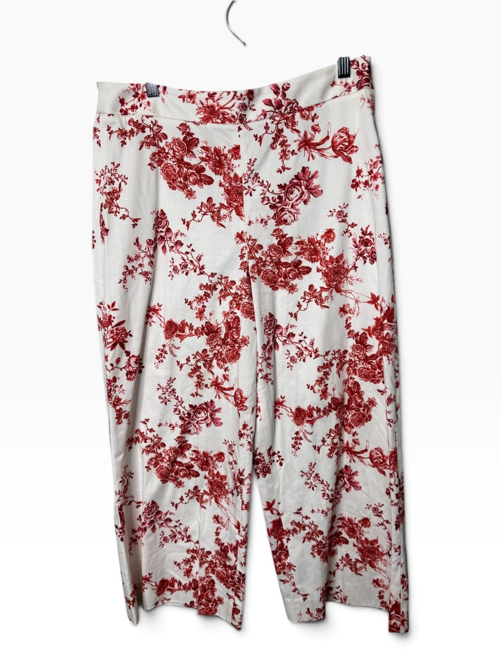 Antonio Melani Red White Floral Toile Size 8 Wide Leg Pants
